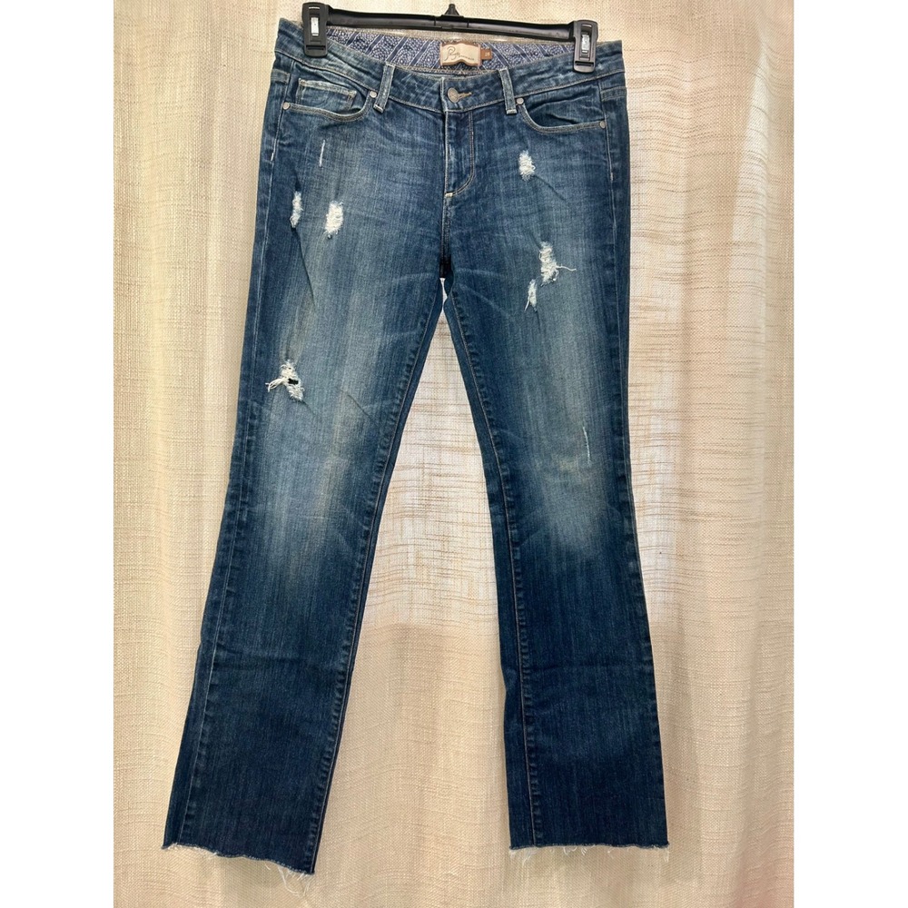 Paige Premium Denim Women's 28 Jimmy Jimmy Distressed Straight Leg 30.25 inseam